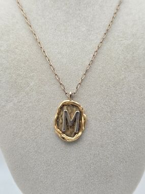 ZARA Two-Tone Wax Seal Initial "M" Pendant Necklace 21"